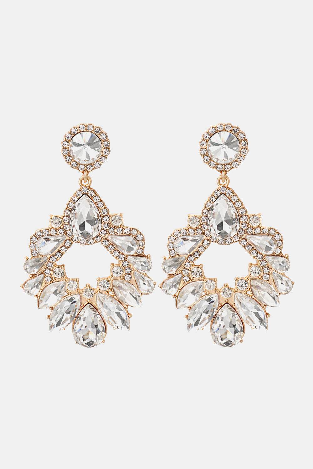 Zinc Alloy Frame Glass Stone Dangle Earrings - Tredona LLC