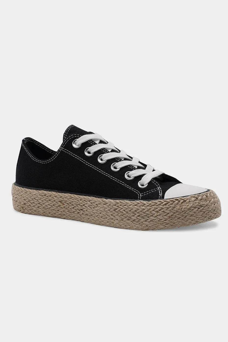 Beast Fashion Lace Up Woven Espadrille Sole Sneakers - Tredona LLC