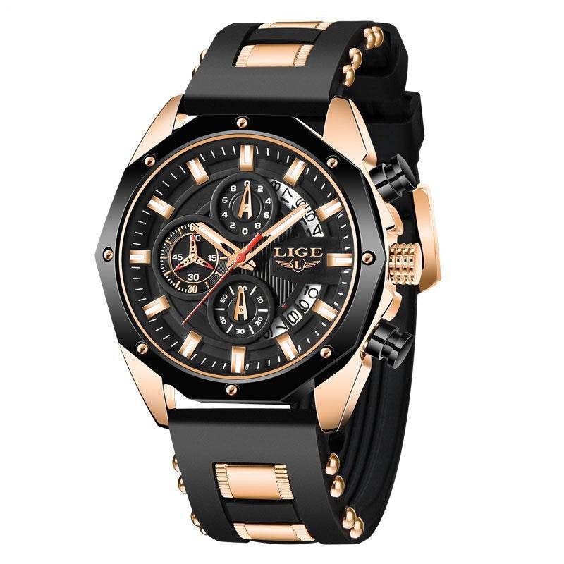 Fashion Mens Watches Top Brand Luxury Silicone Sport Watch Men Quartz Date Clock Waterproof Wristwatch Chronograph - Tredona LLC