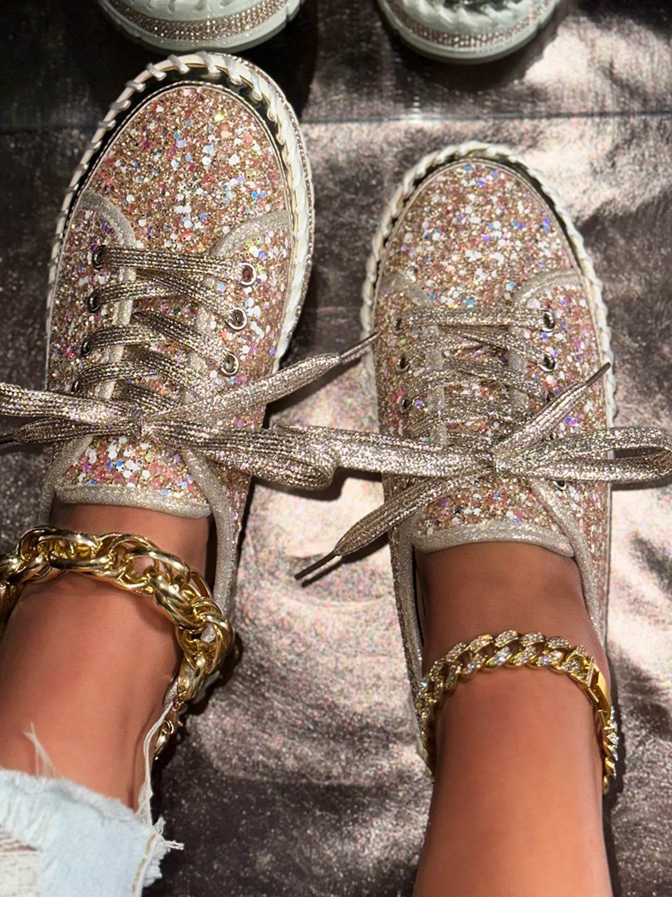 Lace Up Round Toe Platform Sneakers - Tredona LLC