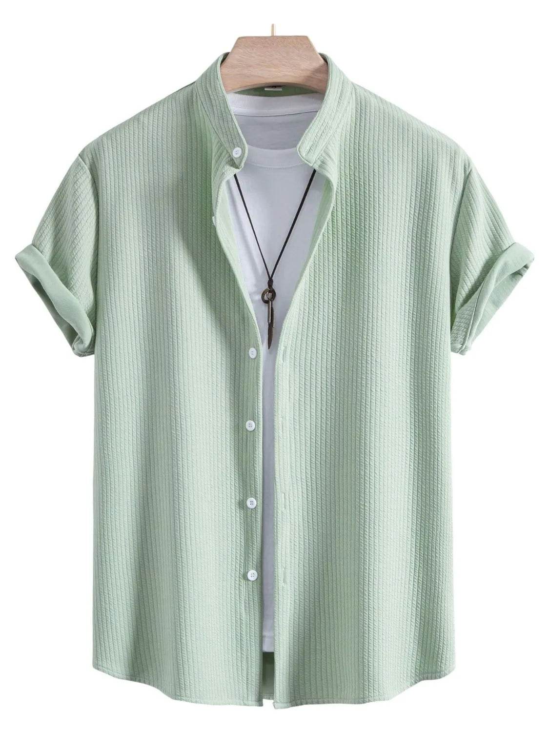 Men's Ribbed Short Sleeve Shirt and Shorts Set - Tredona LLC