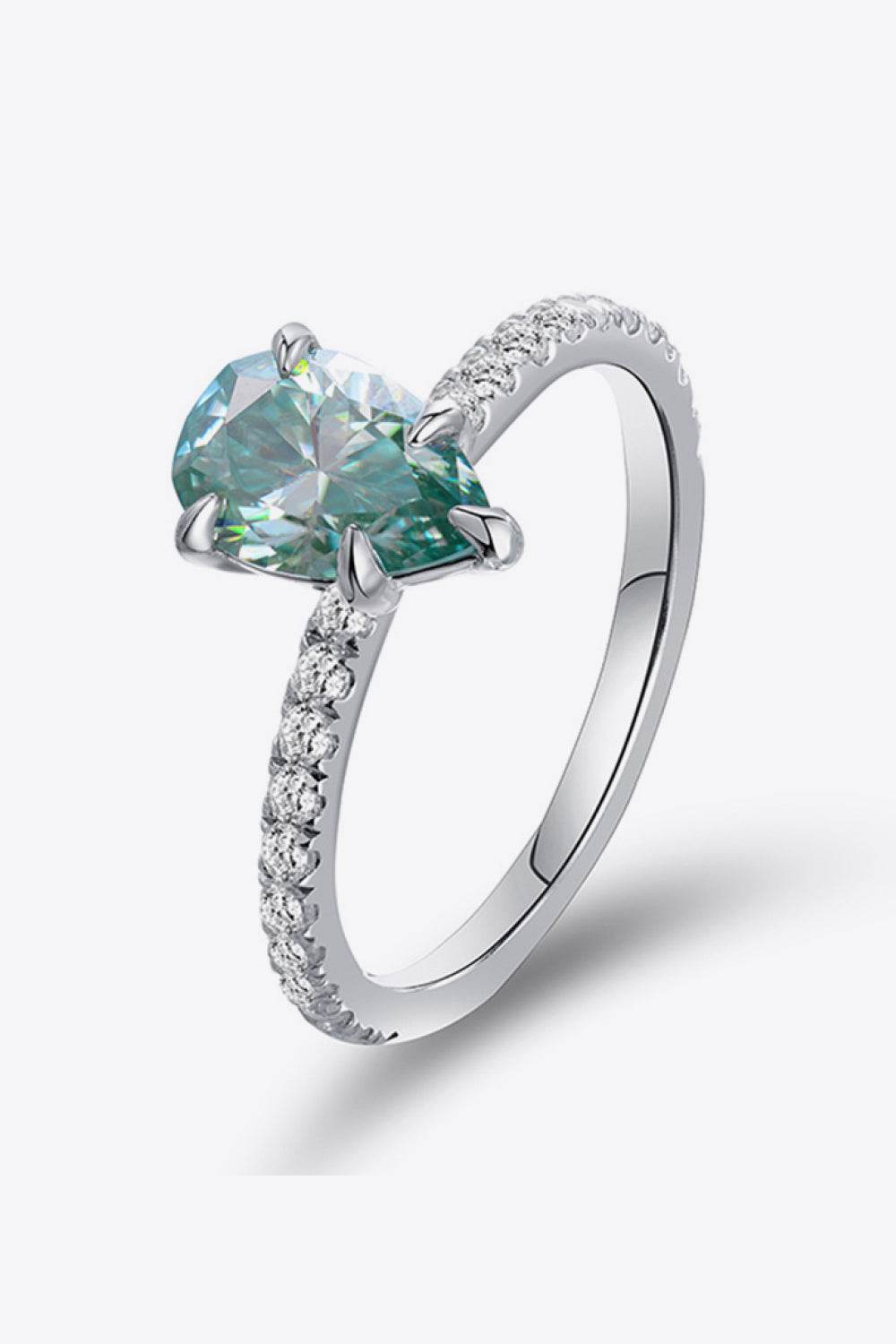 1.5 Carat Teardrop Shape Moissanite 925 Sterling Silver Ring - Tredona LLC