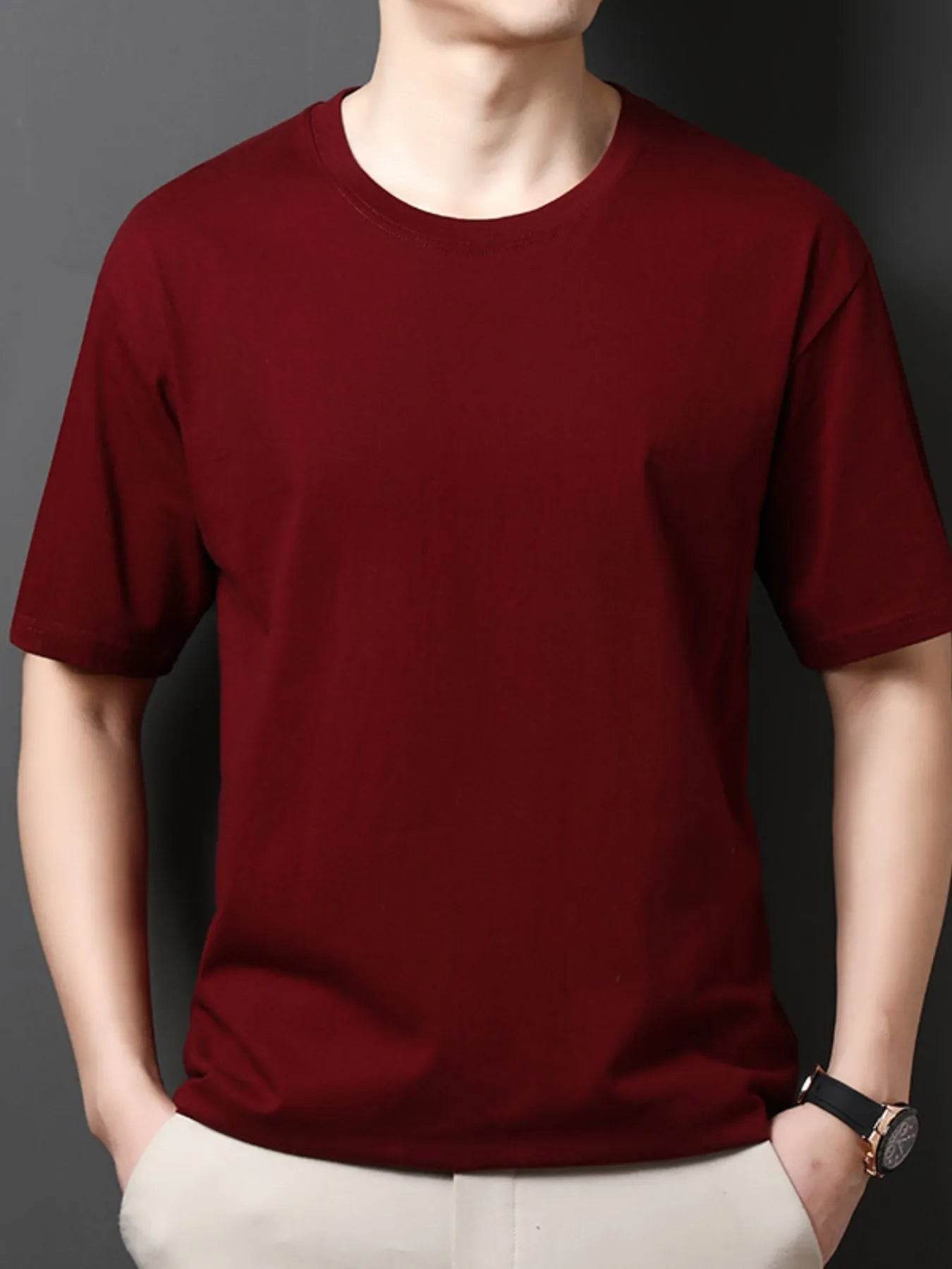 Men's Full Size Round Neck Half Sleeve T-Shirt Plus Size - Tredona LLC
