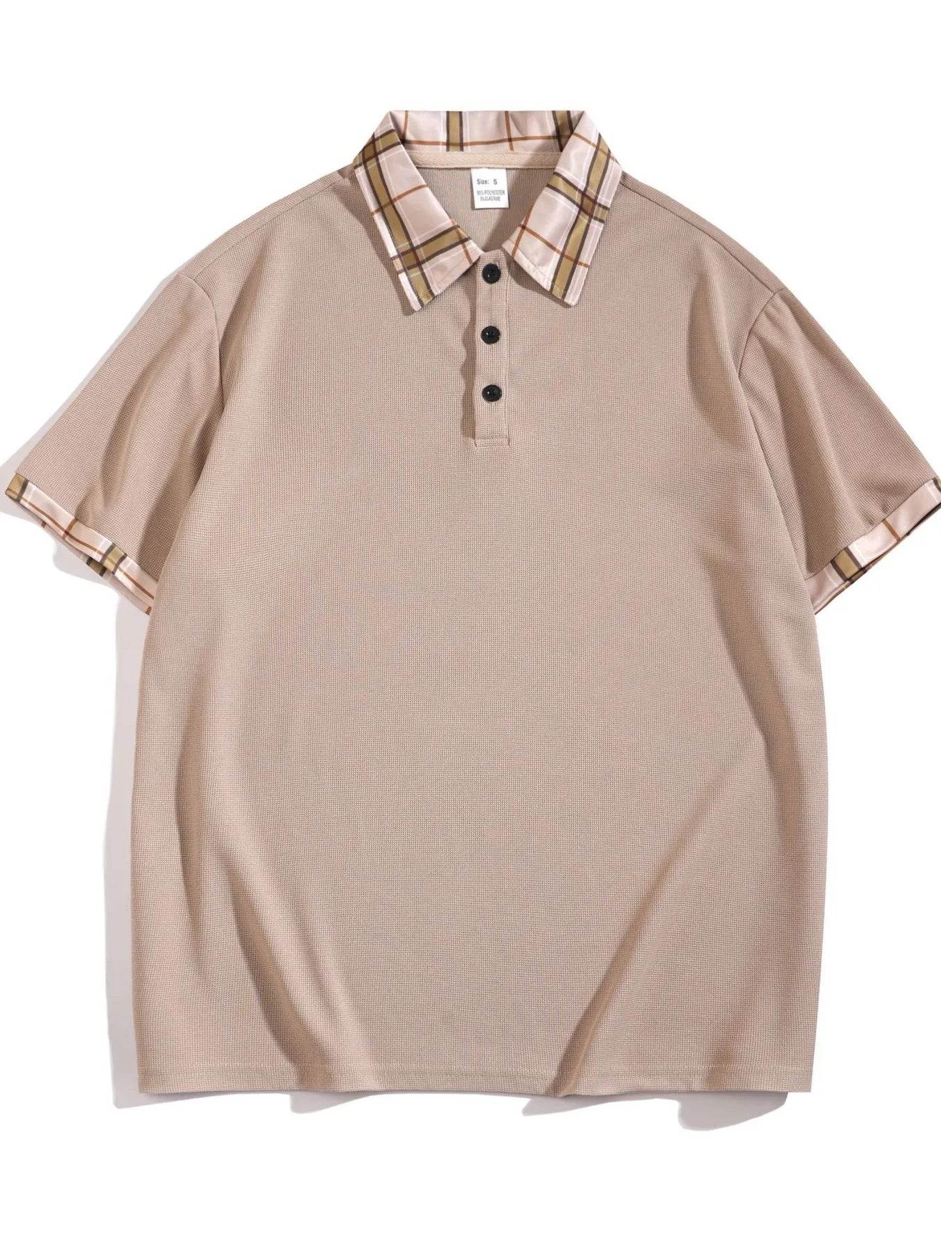 Men's Full Size Classic Plaid Collar Polo and Shorts Set Plus Size - Tredona LLC