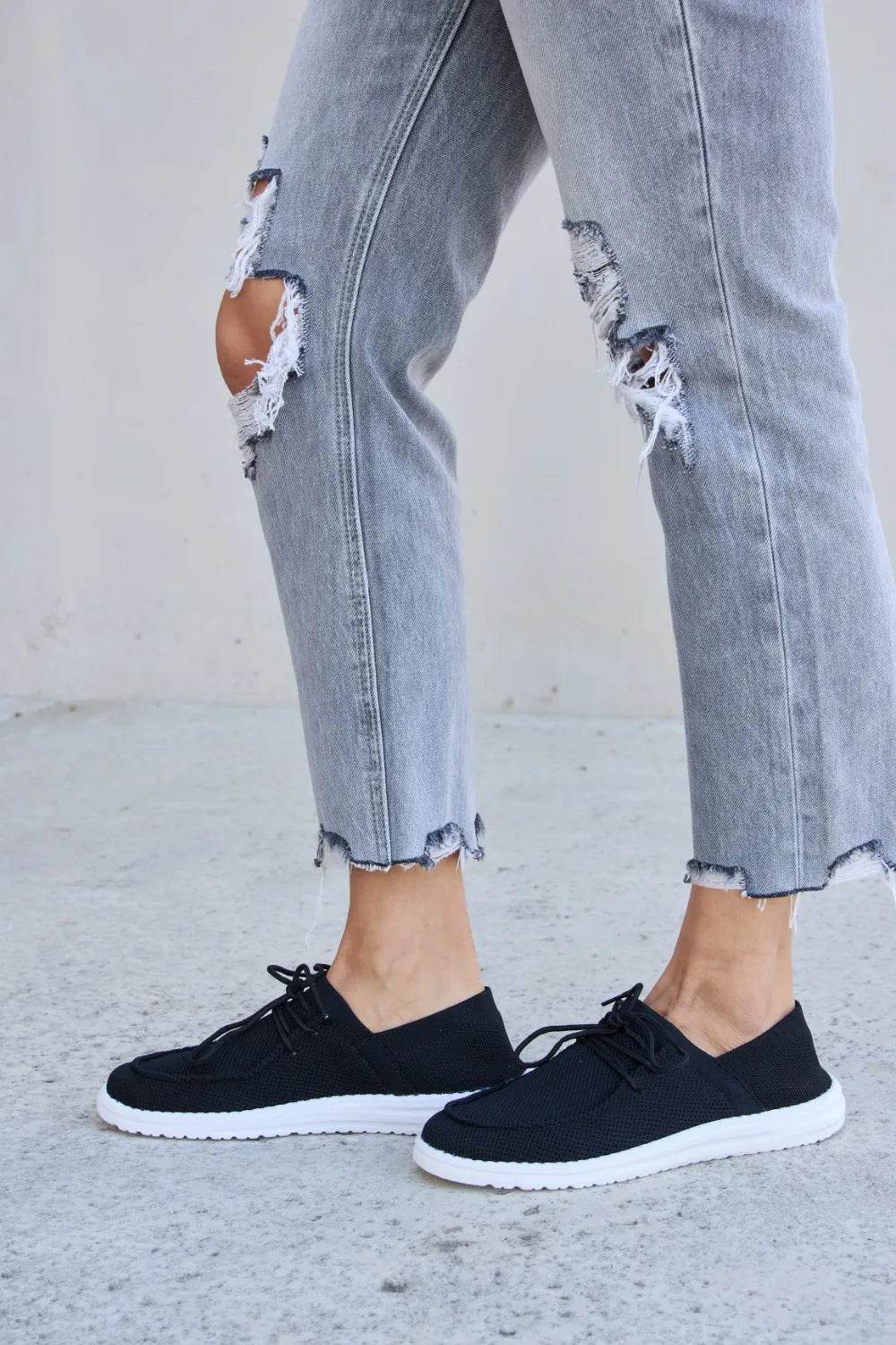 Forever Link Flat Round Toe Lace-Up Sneakers - Tredona LLC