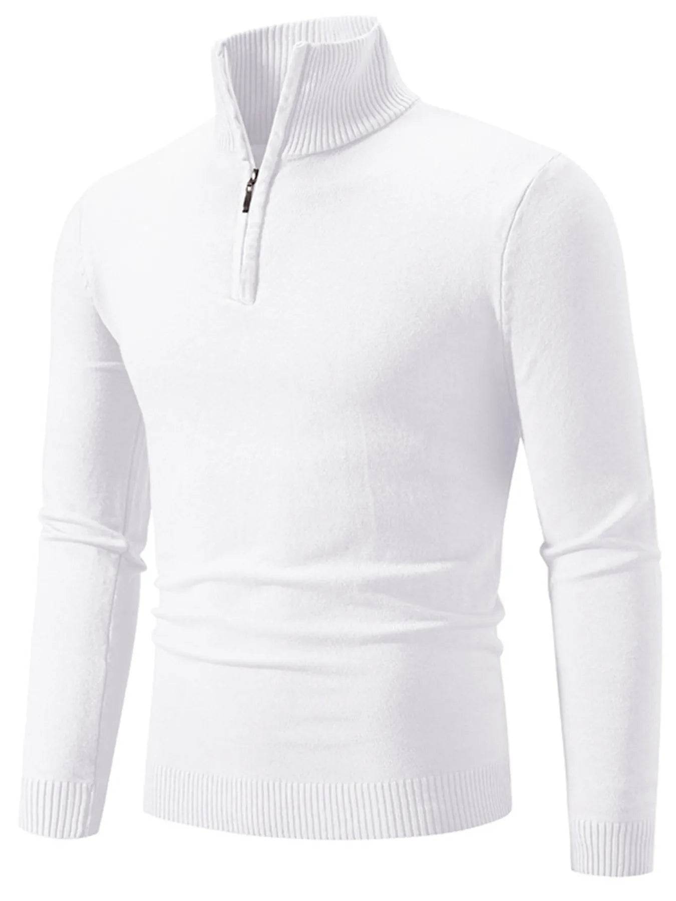 Men's Plus Size Quarter-Zip Turtleneck Sweater - Tredona LLC
