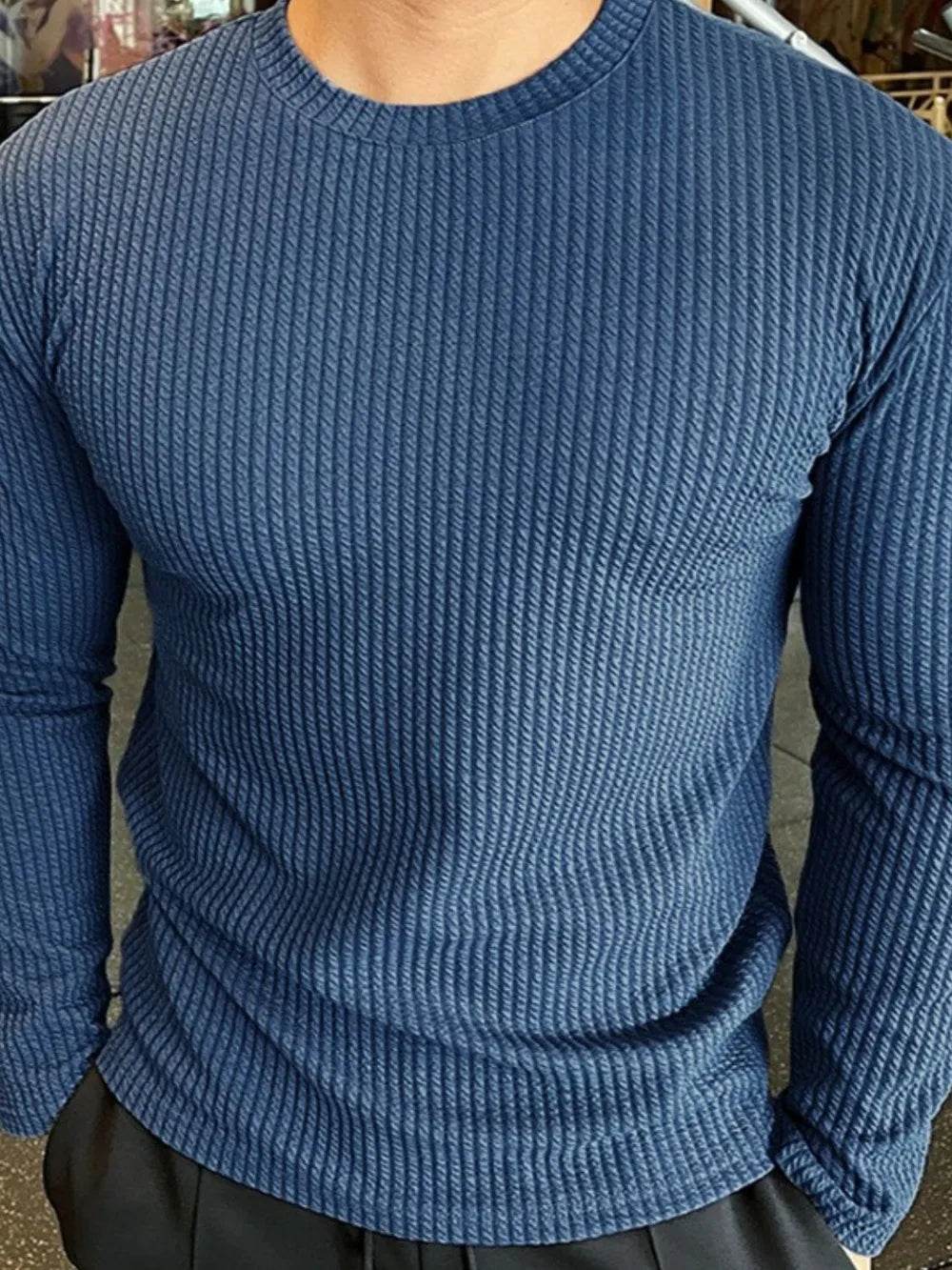 Men's Plus Size Round Neck Long Sleeve T-Shirt - Tredona LLC