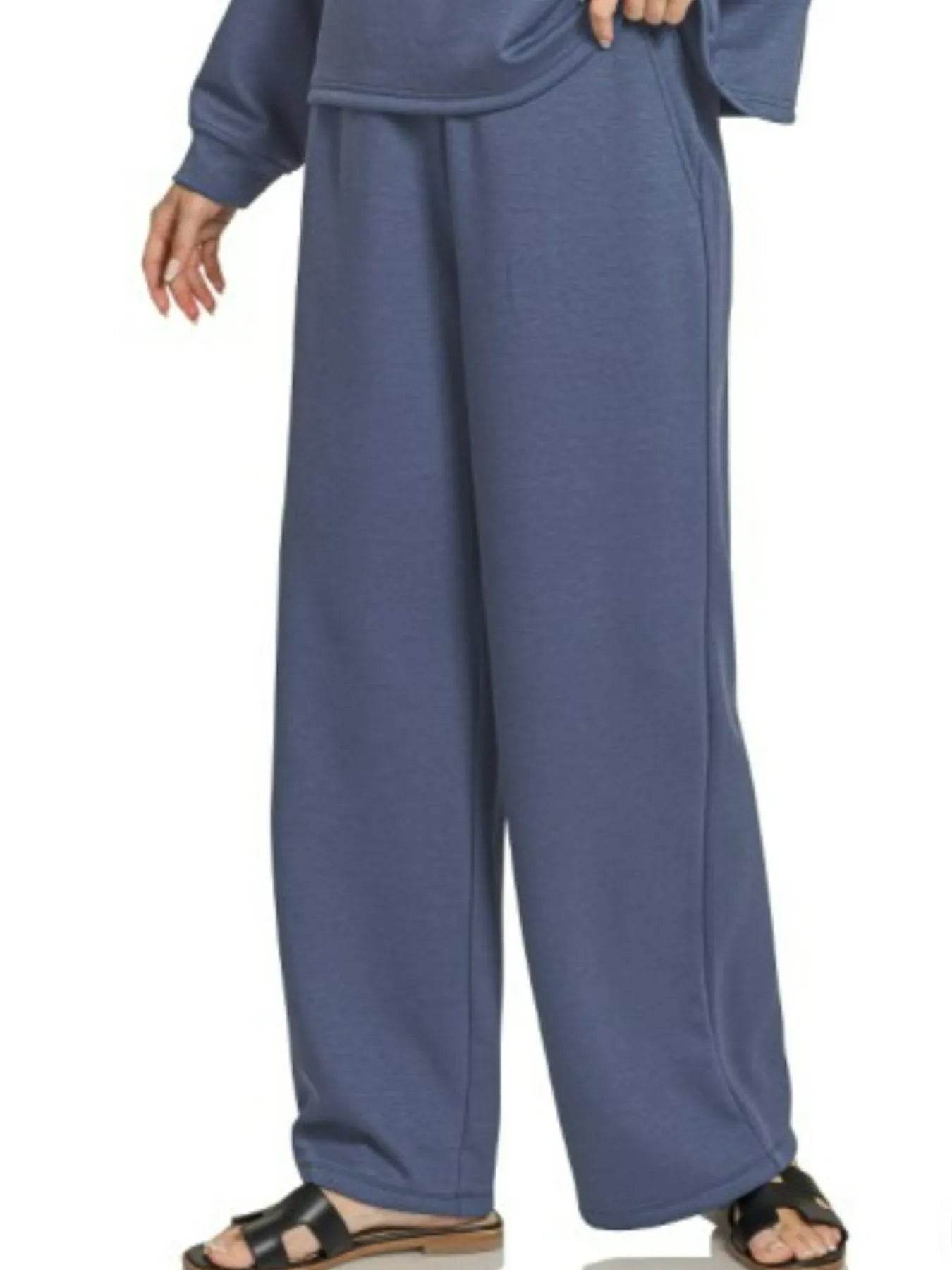 Zenana Scuba Crewneck Sweatshirt and Pants Set - Tredona LLC