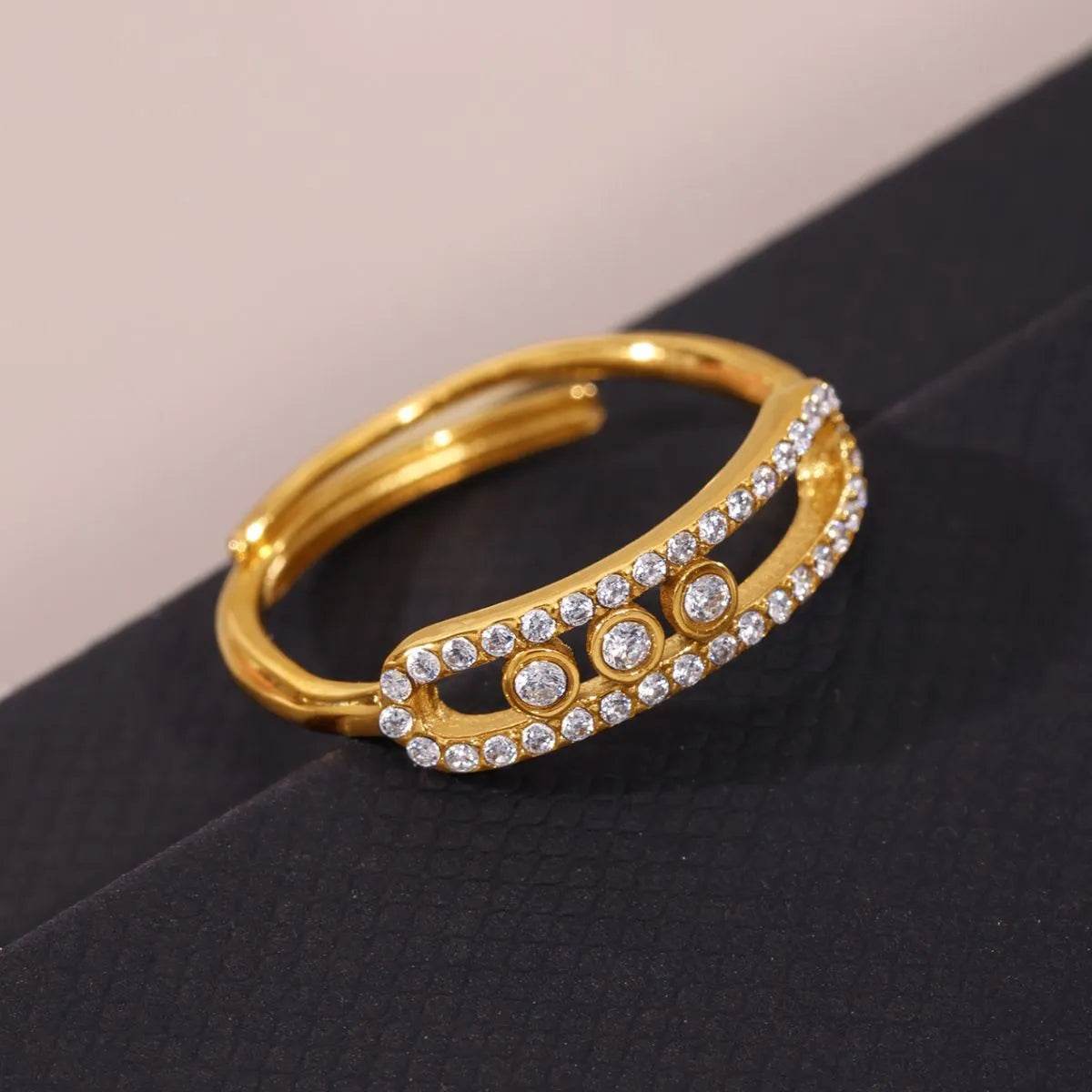 Moving Crystal Bar Necklace and Ring Jewelry Set - Tredona LLC