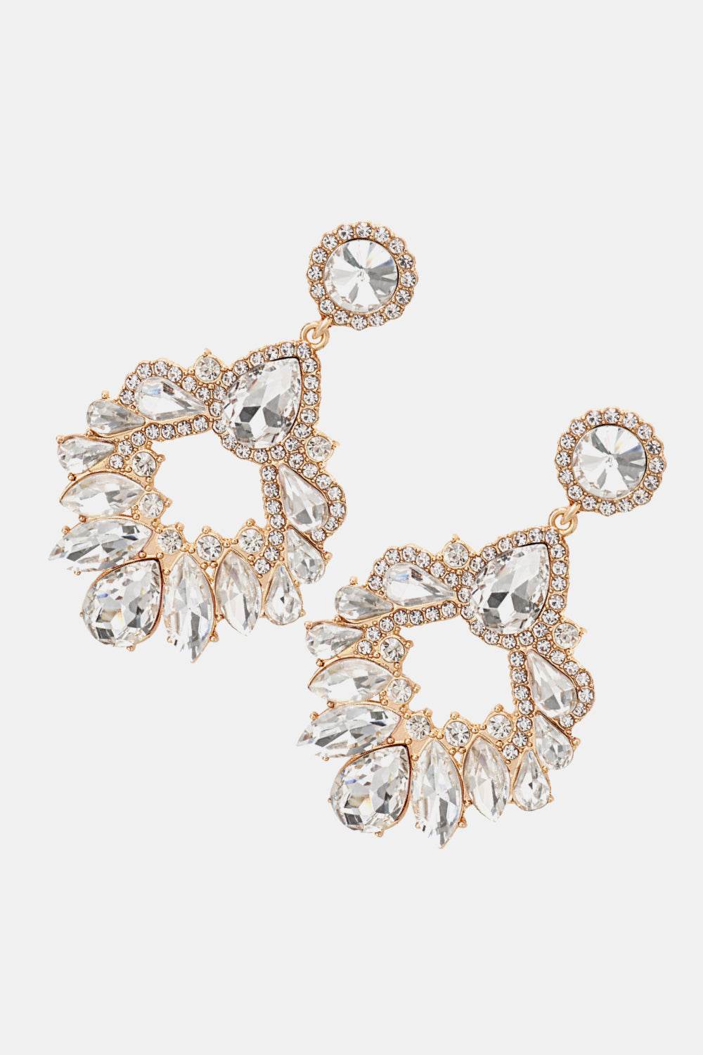 Zinc Alloy Frame Glass Stone Dangle Earrings - Tredona LLC