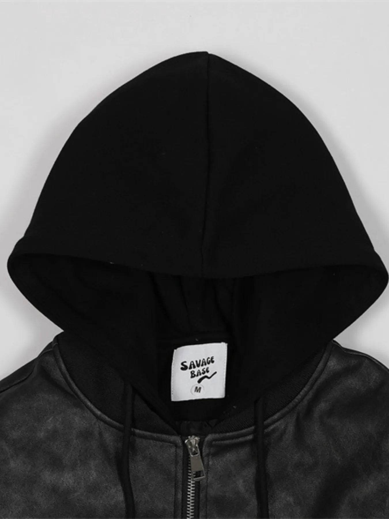 Men's Drawstring Washed Zip Up Hooded Jacket - Tredona LLC