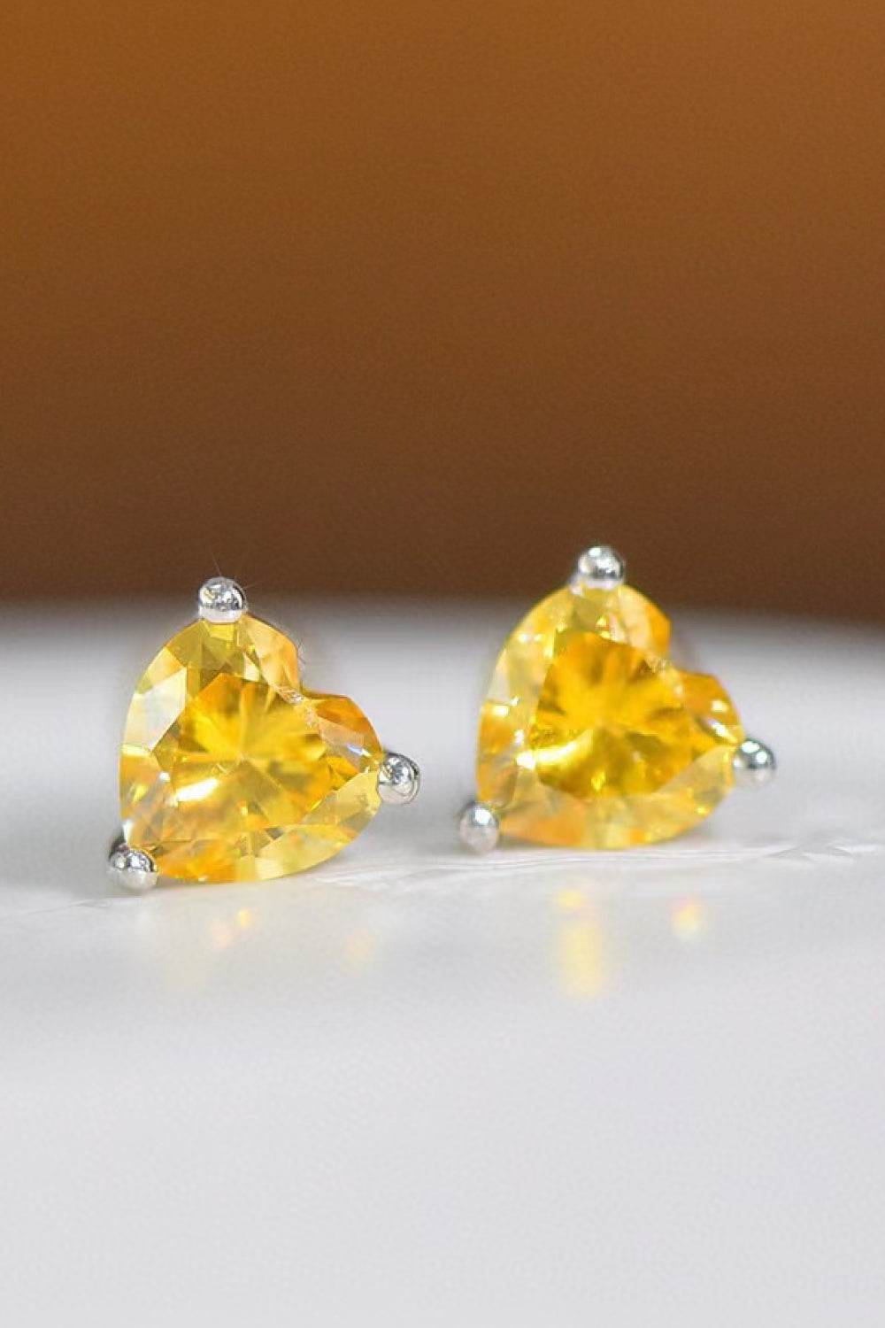 2 Carat Yellow Heart Moissanite Platinum-Plated Earrings - Tredona LLC