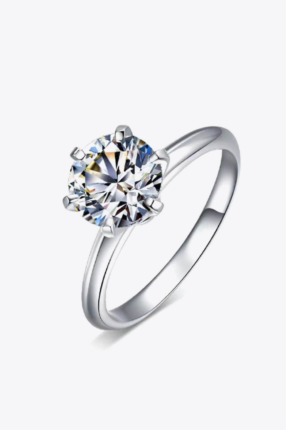 Adored 925 Sterling Silver 3 Carat Moissanite 6-Prong Ring - Tredona LLC