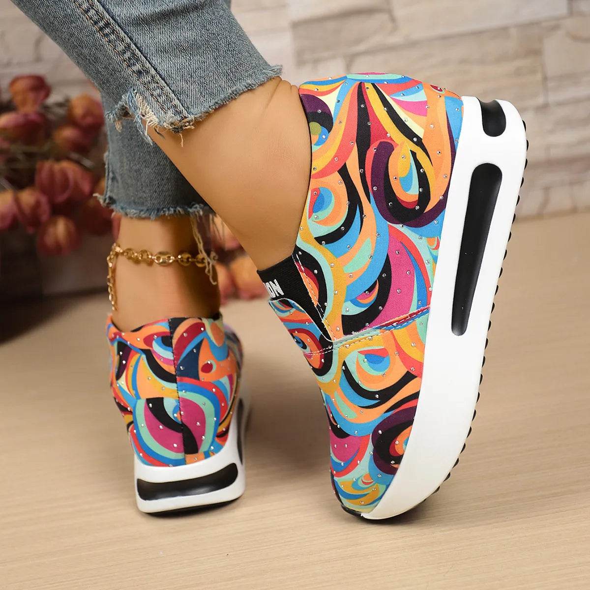 Colorful Abstract Pattern Platform Sneakers - Tredona LLC