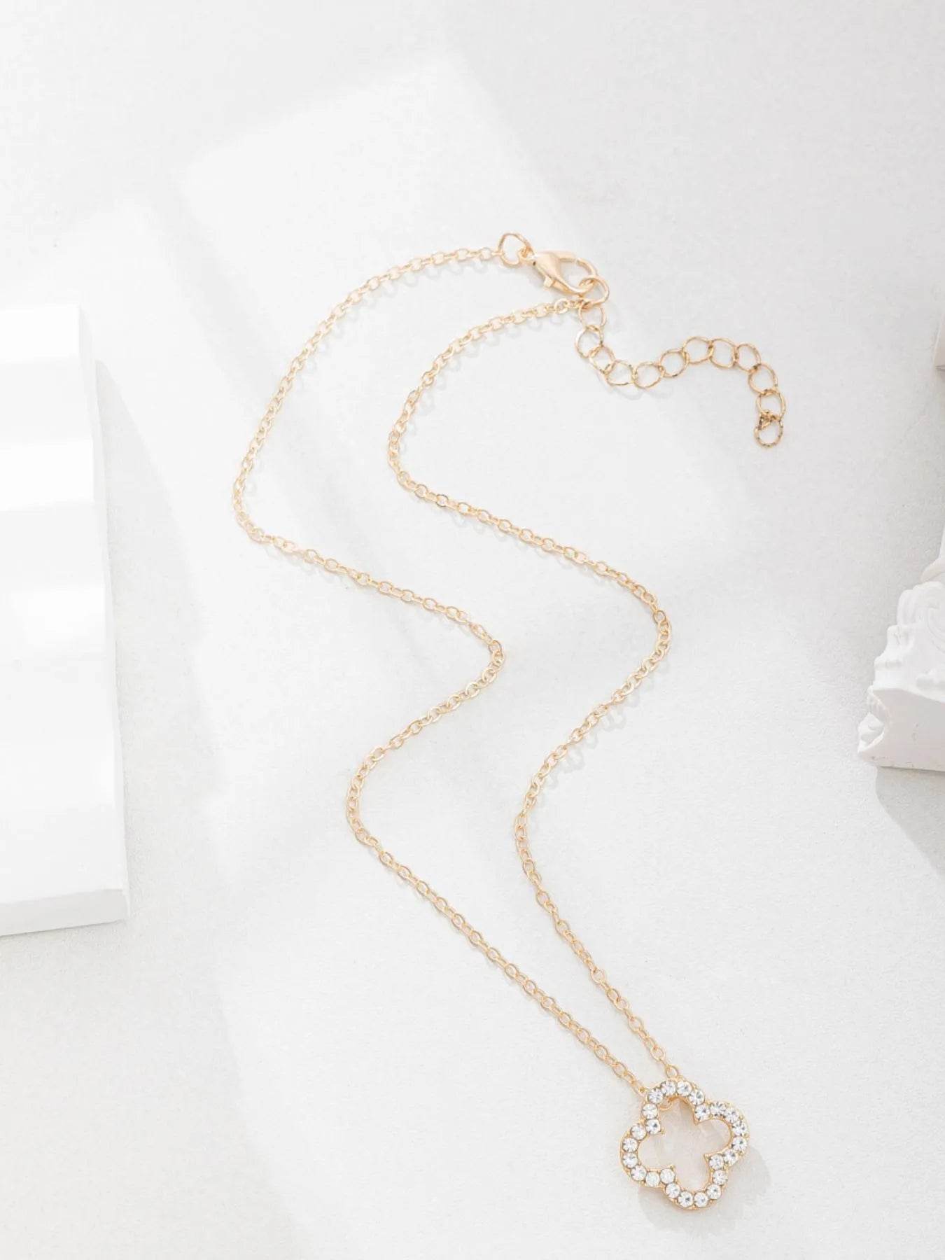 Inlaid Zircon Clover Pendant Necklace - Tredona LLC