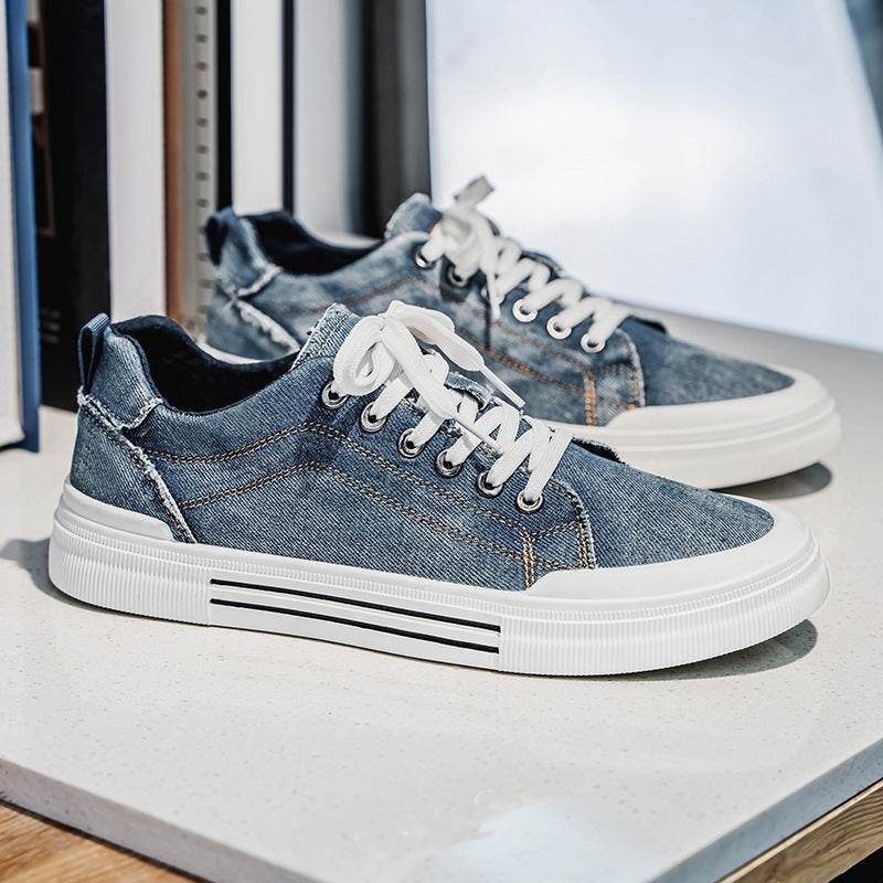 Men's Korean-style Fashion Plus Size Low-top Casual Denim All-matching Sneakers - Tredona LLC