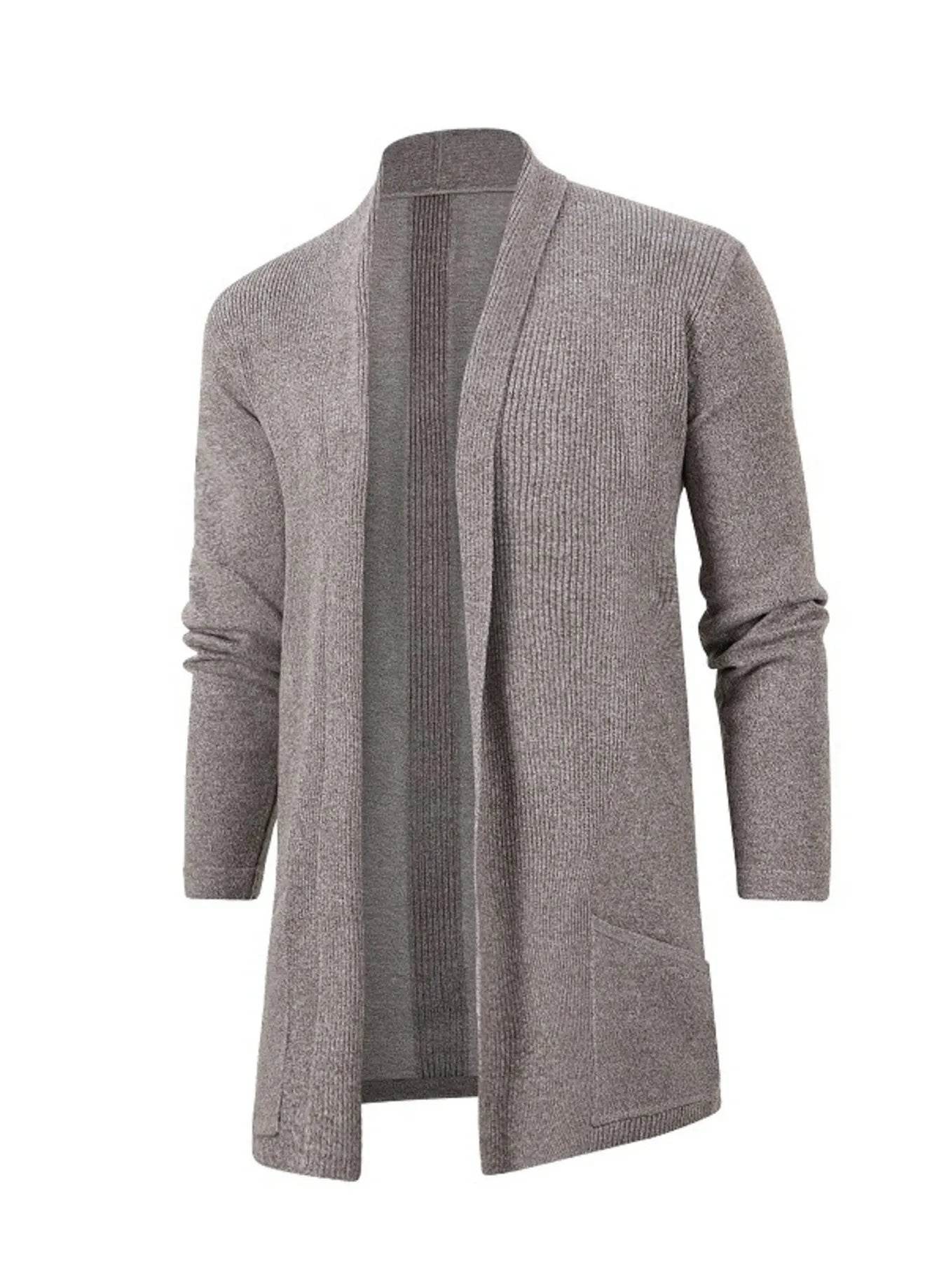 Men's Plus Size Open Front Long Sleeve Knit Cardigan - Tredona LLC