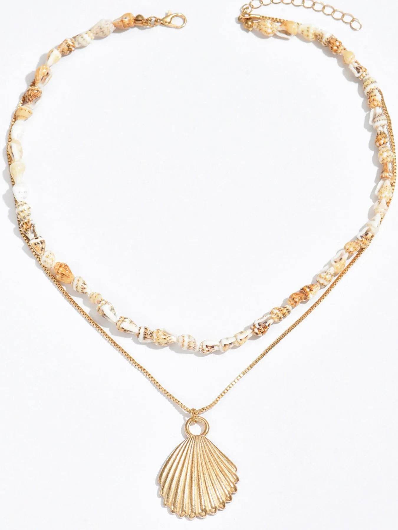 18K Gold-Plated Shell Layered Shell Pendant Necklace - Tredona LLC