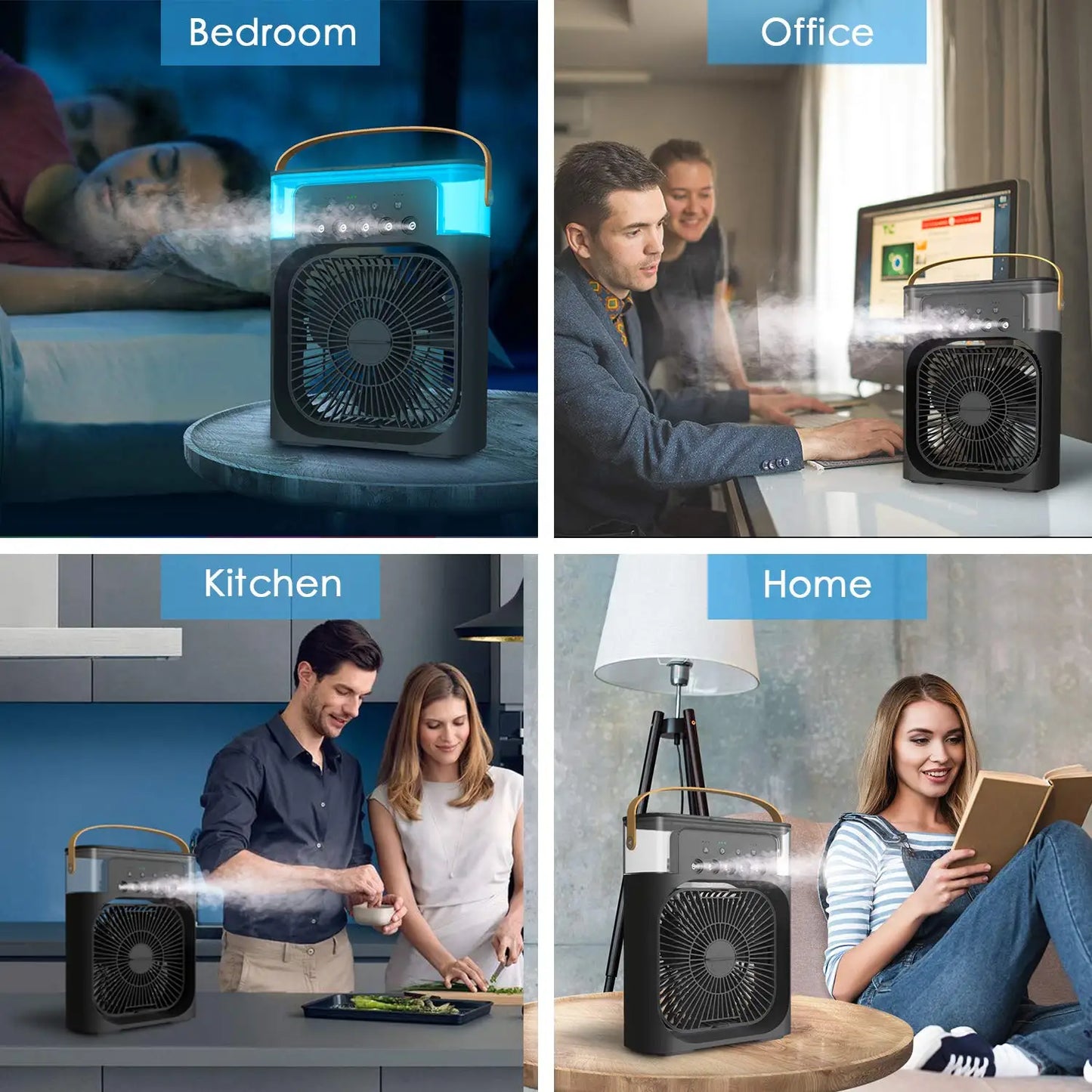 3 In 1 Fan Air Conditioners Portable USB Electric Fan LED Night Light Water Mist Fan Table Air Humidifier For Home Summer Cooler