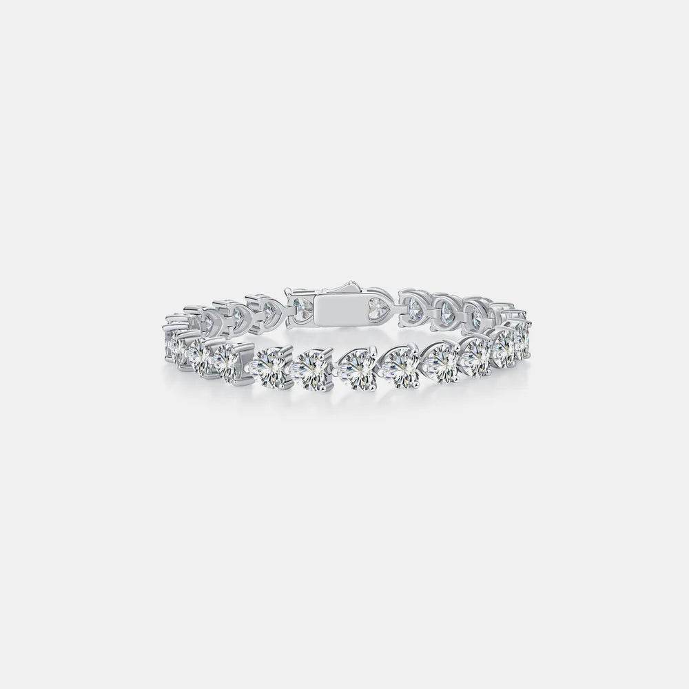 24 Carat Moissanite 925 Sterling Silver Heart Bracelet - Tredona LLC