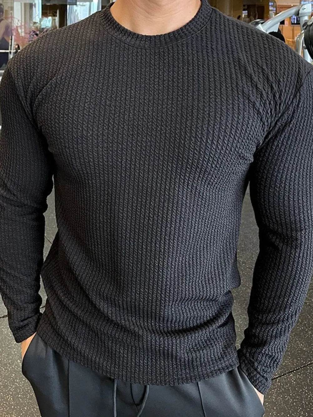 Men's Plus Size Round Neck Long Sleeve T-Shirt - Tredona LLC