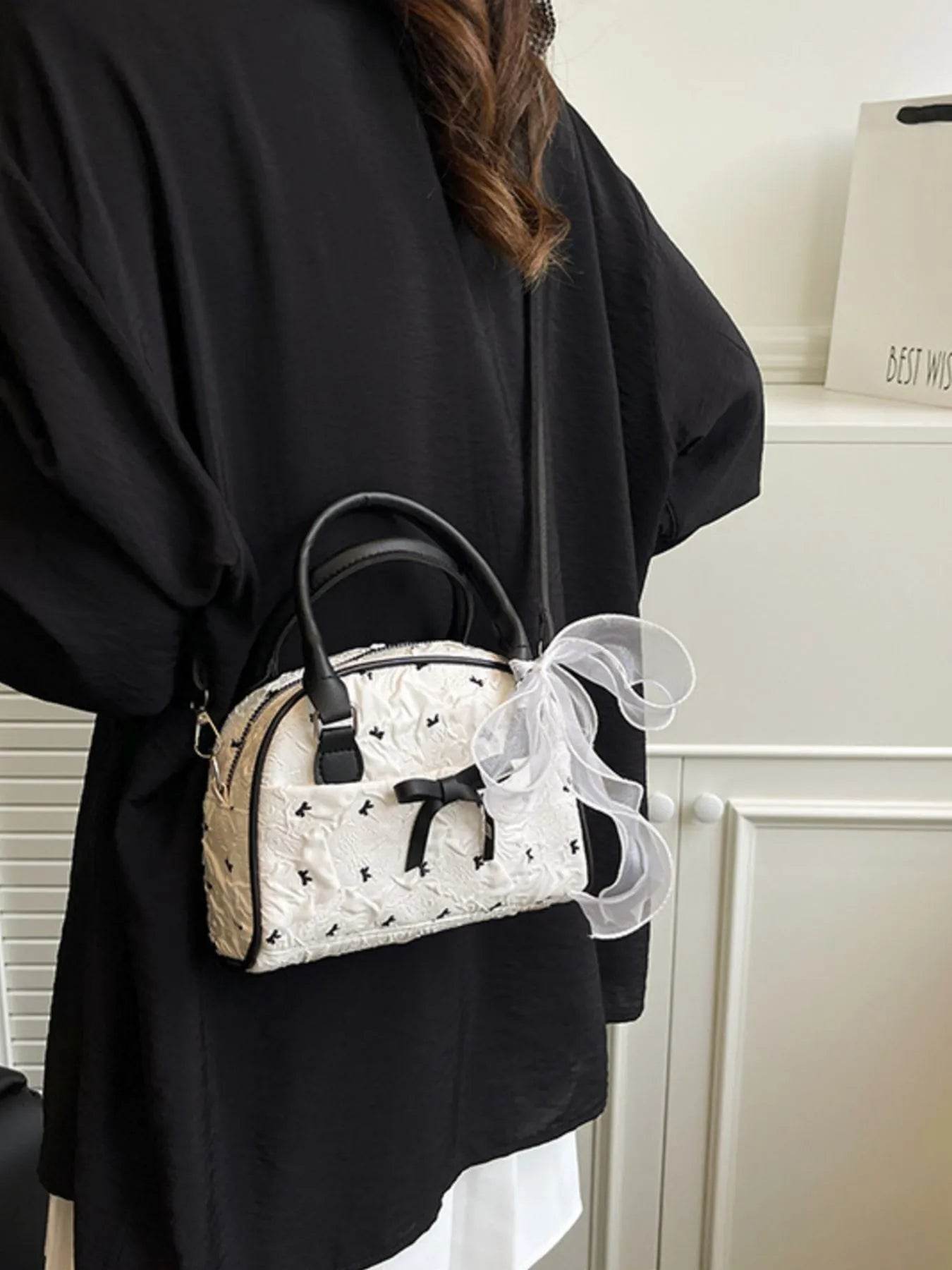Ruched Bow Crossbody Bag - Tredona LLC