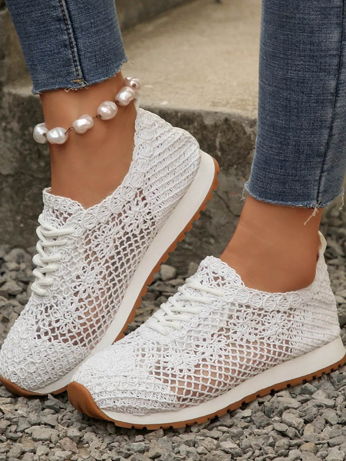 Breathable Mesh Lace-Up Sneakers - Tredona LLC