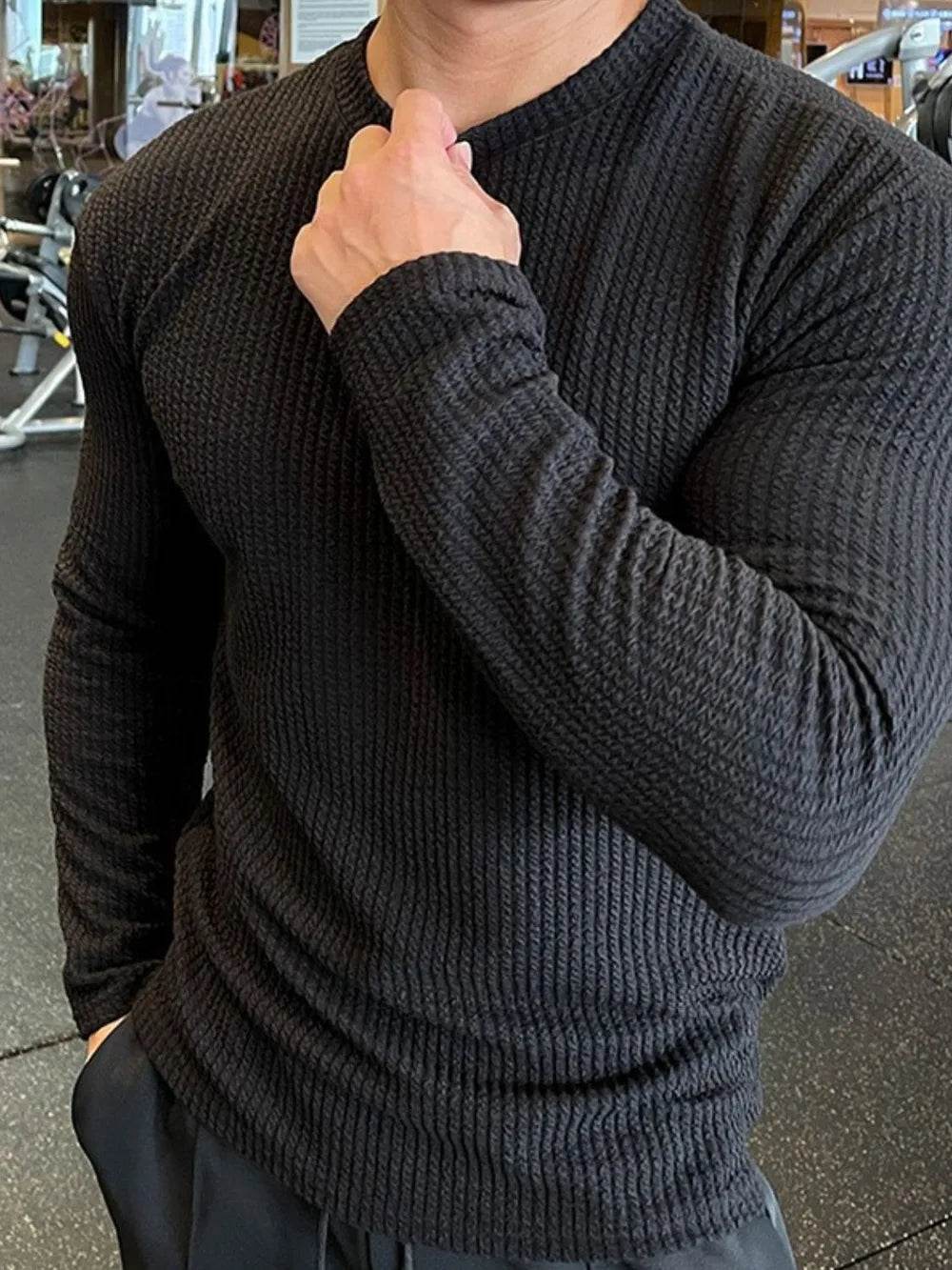Men's Plus Size Round Neck Long Sleeve T-Shirt - Tredona LLC