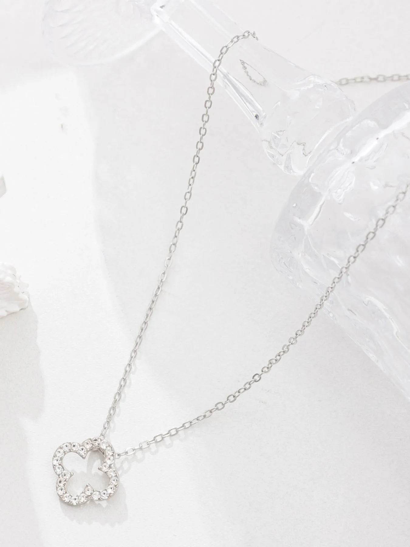 Inlaid Zircon Clover Pendant Necklace - Tredona LLC