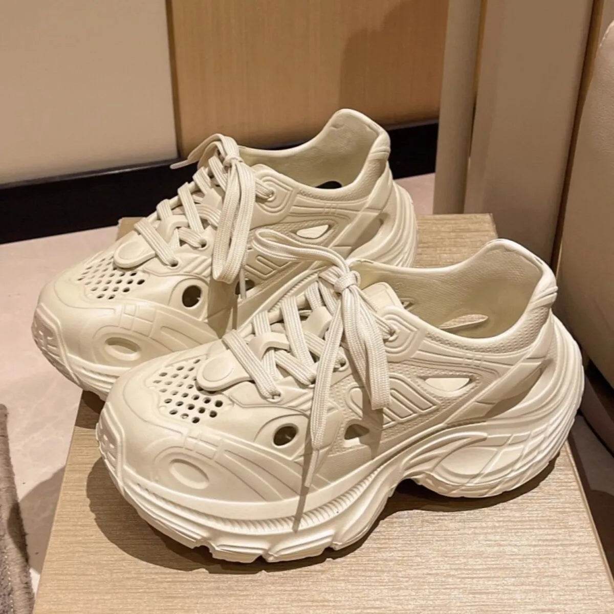 Lace Up Platform Sneakers - Tredona LLC