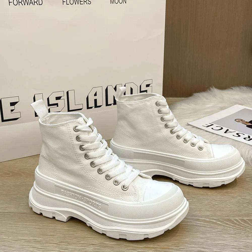 Lace Up Canvas Platform Sneakers - Tredona LLC