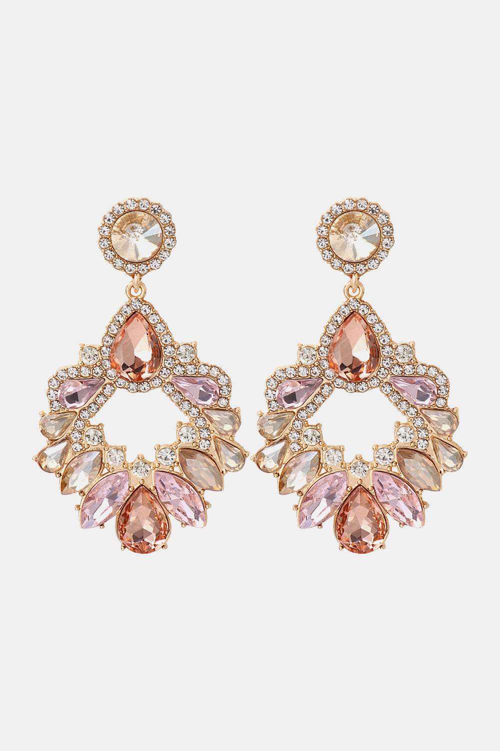 Zinc Alloy Frame Glass Stone Dangle Earrings - Tredona LLC