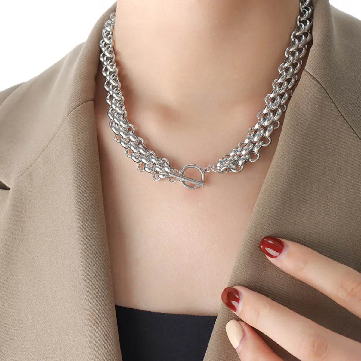 Gold Chain Link Jewelry Set with Necklace and Bracelet - Tredona LLC