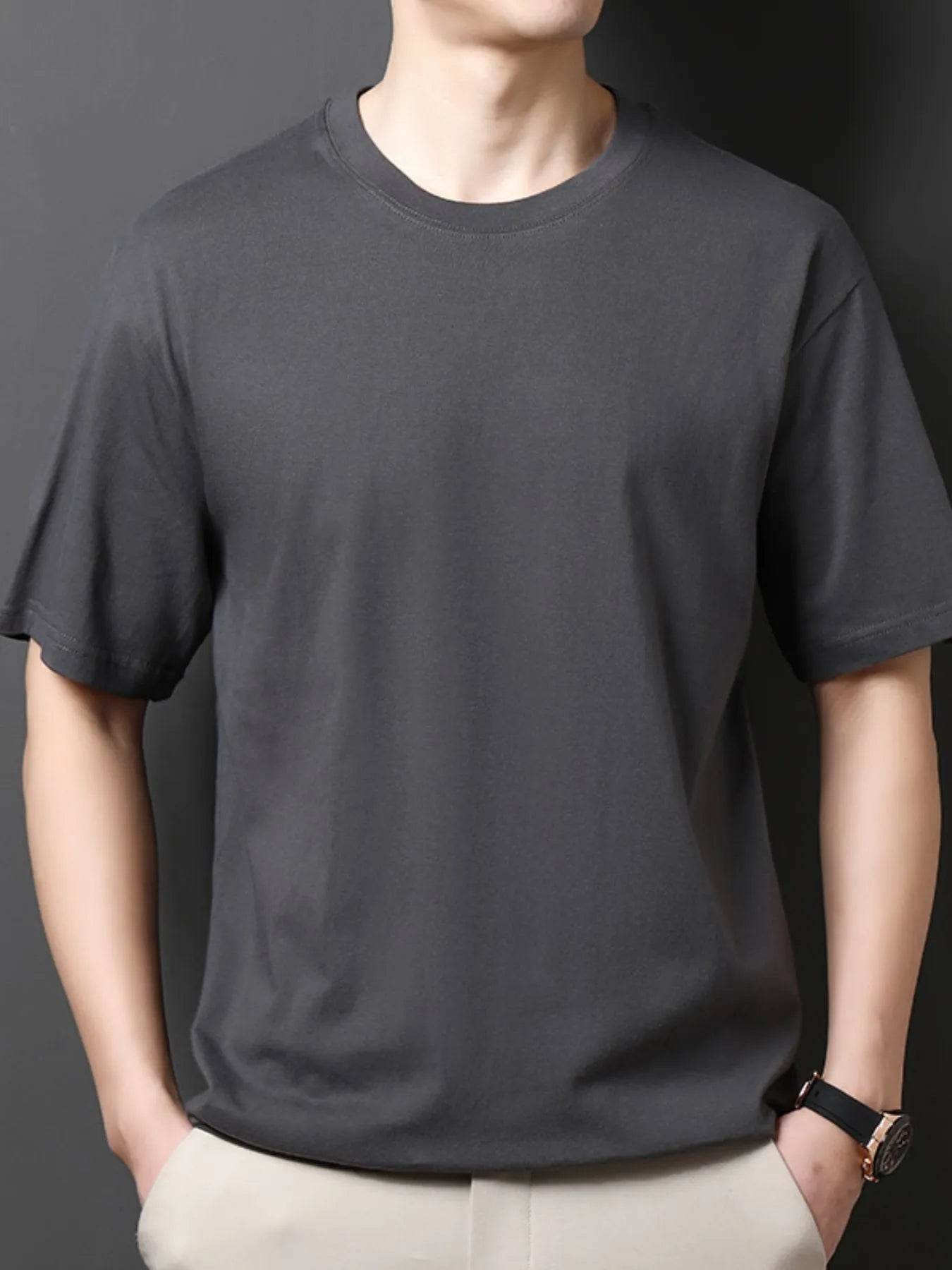 Men's Full Size Round Neck Half Sleeve T-Shirt Plus Size - Tredona LLC