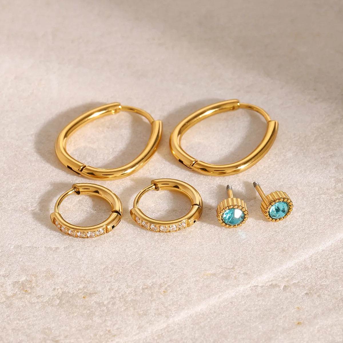 3-Piece 18K Gold-Plated Earrings - Tredona LLC