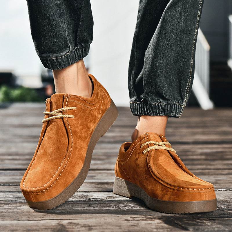 Outdoor Versatility For Traveling Suede British Style Leather Sneakers - Tredona LLC