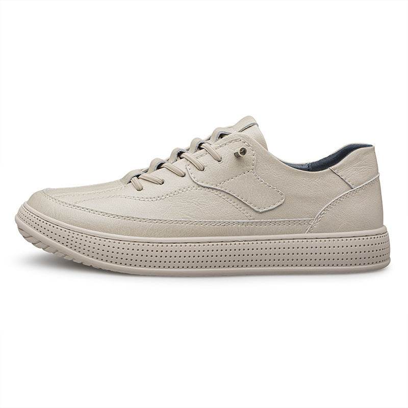 Men's Round Head Cowhide Surface Breathable Casual Skateboard Shoes - Tredona LLC