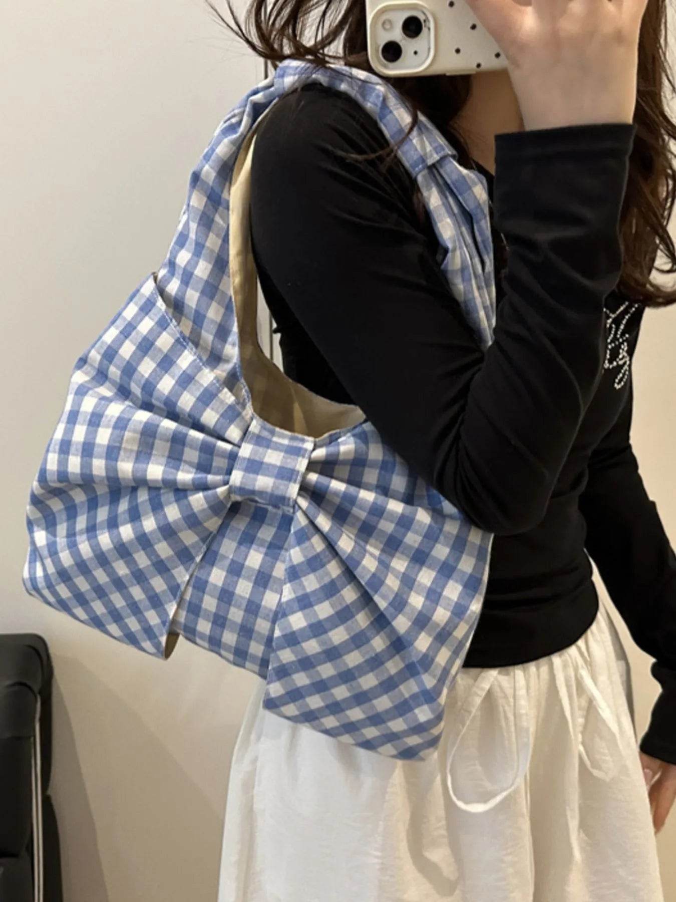 Ruched Bow Shoulder Bag - Tredona LLC