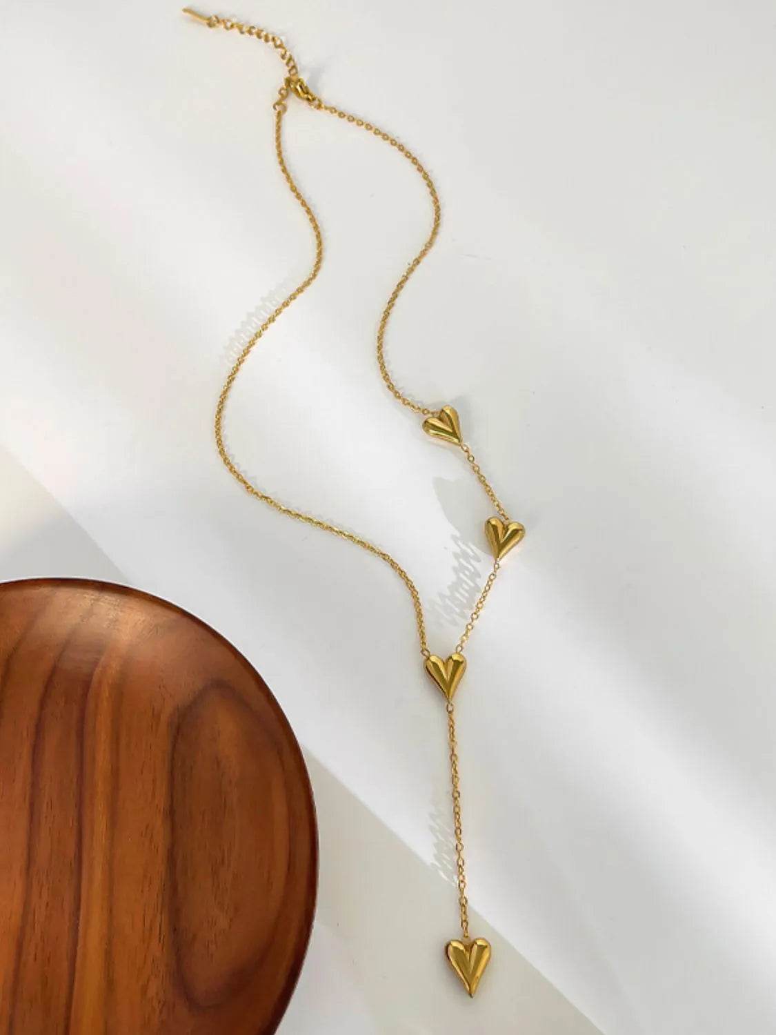 18K Gold-Plated Heart Drop Y-Necklace - Tredona LLC