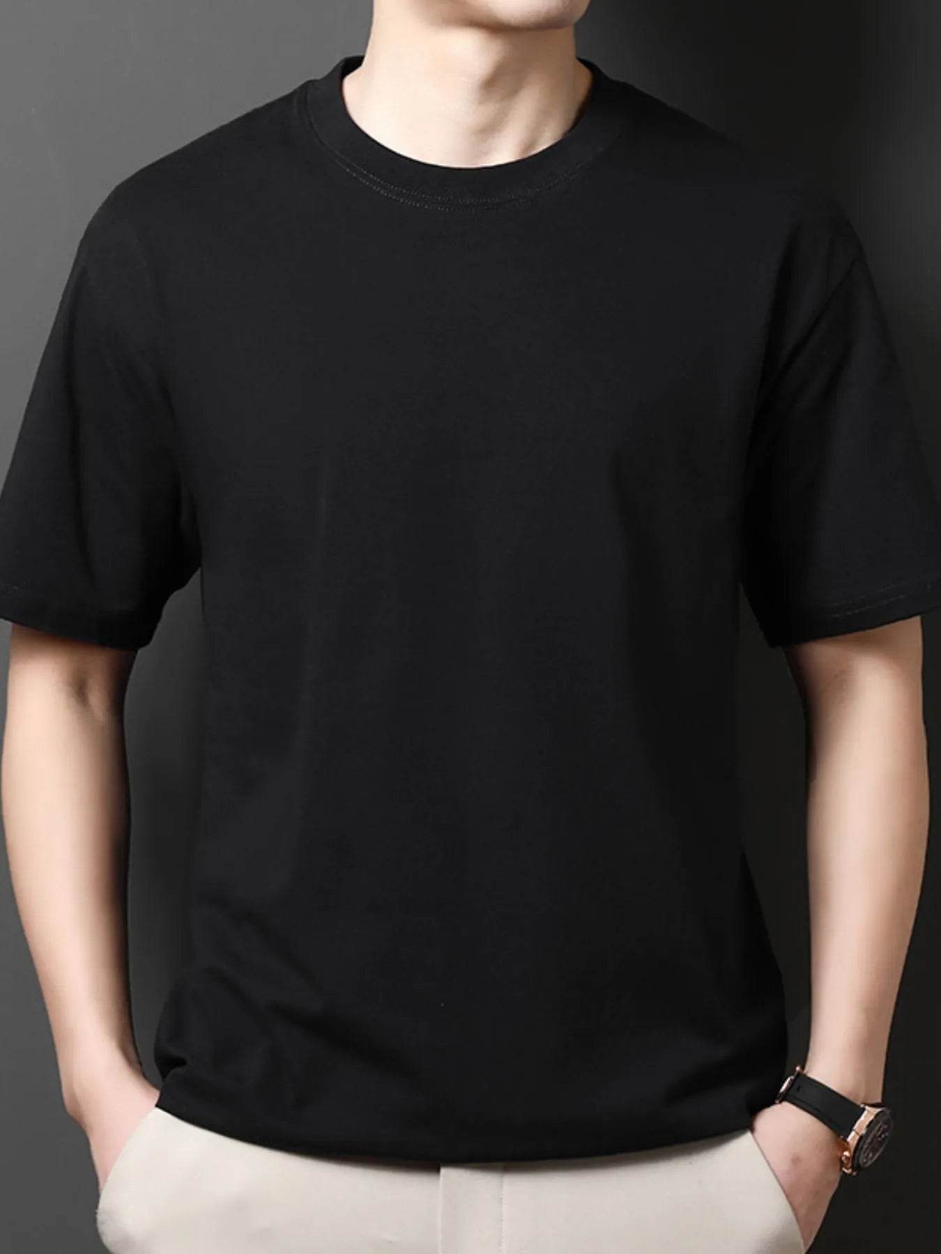 Men's Full Size Round Neck Half Sleeve T-Shirt Plus Size - Tredona LLC