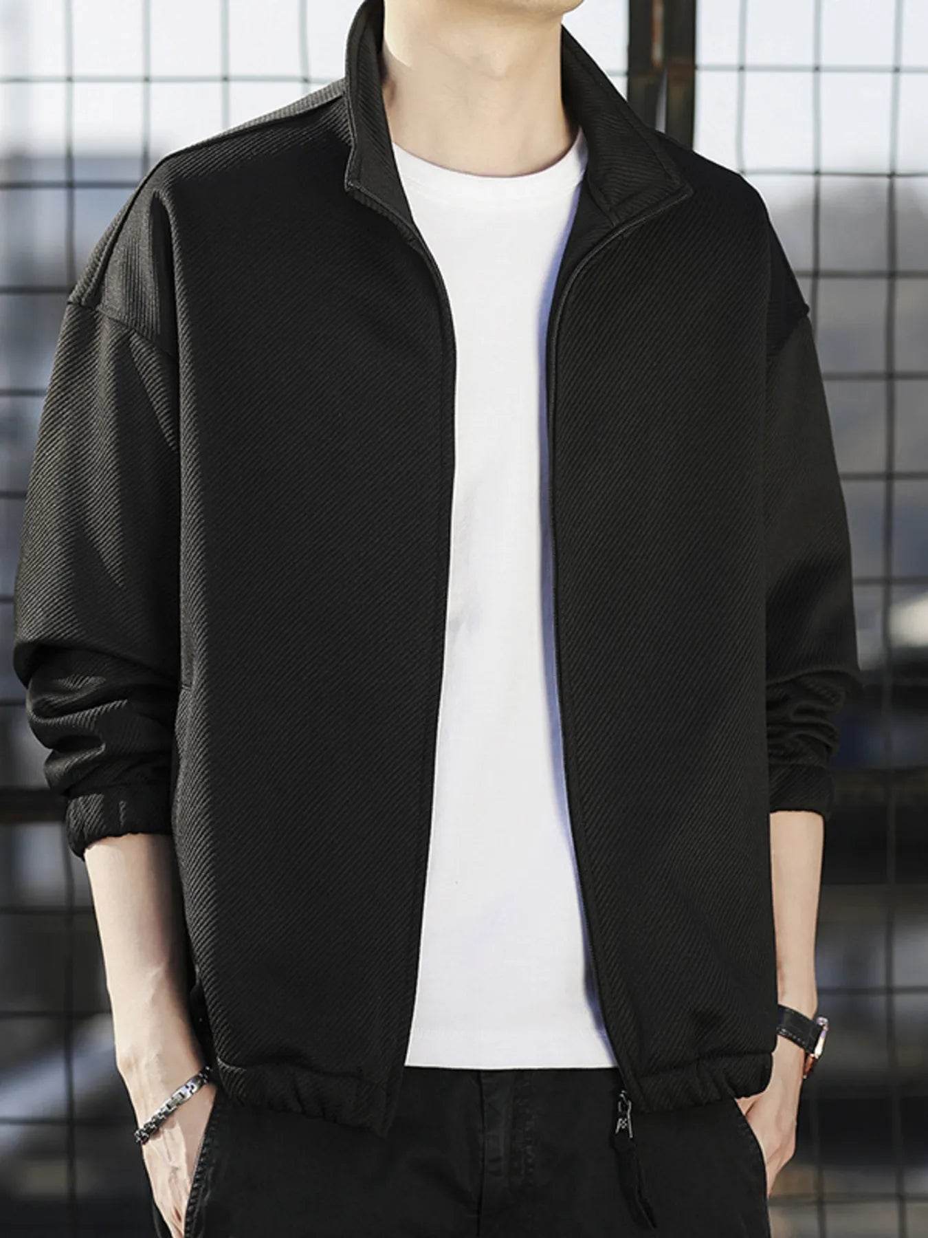 Men's Plus Size Zip Up Long Sleeve Jacket - Tredona LLC