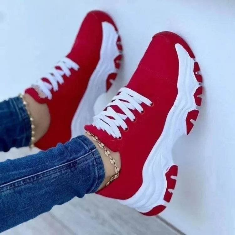 Lace-Up Round Neck Platform Sneakers - Tredona LLC