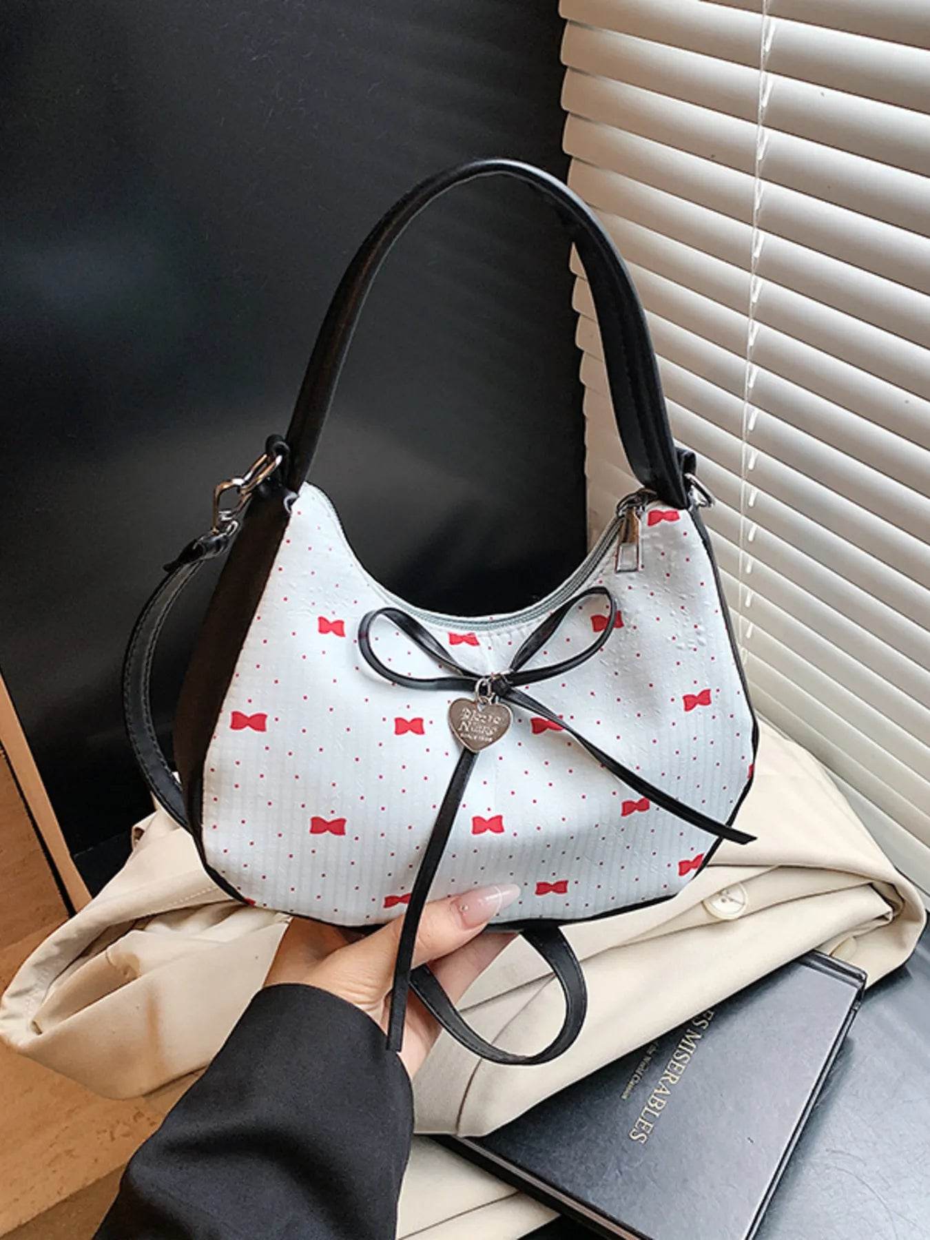 Printed Bow Shoulder Bag - Tredona LLC