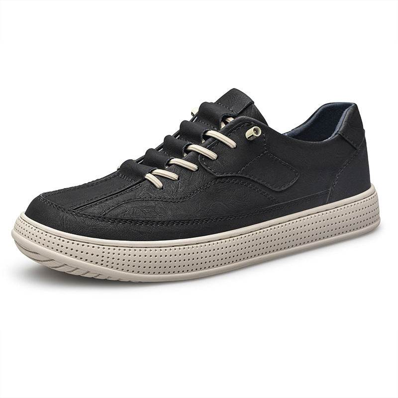 Men's Round Head Cowhide Surface Breathable Casual Skateboard Shoes - Tredona LLC