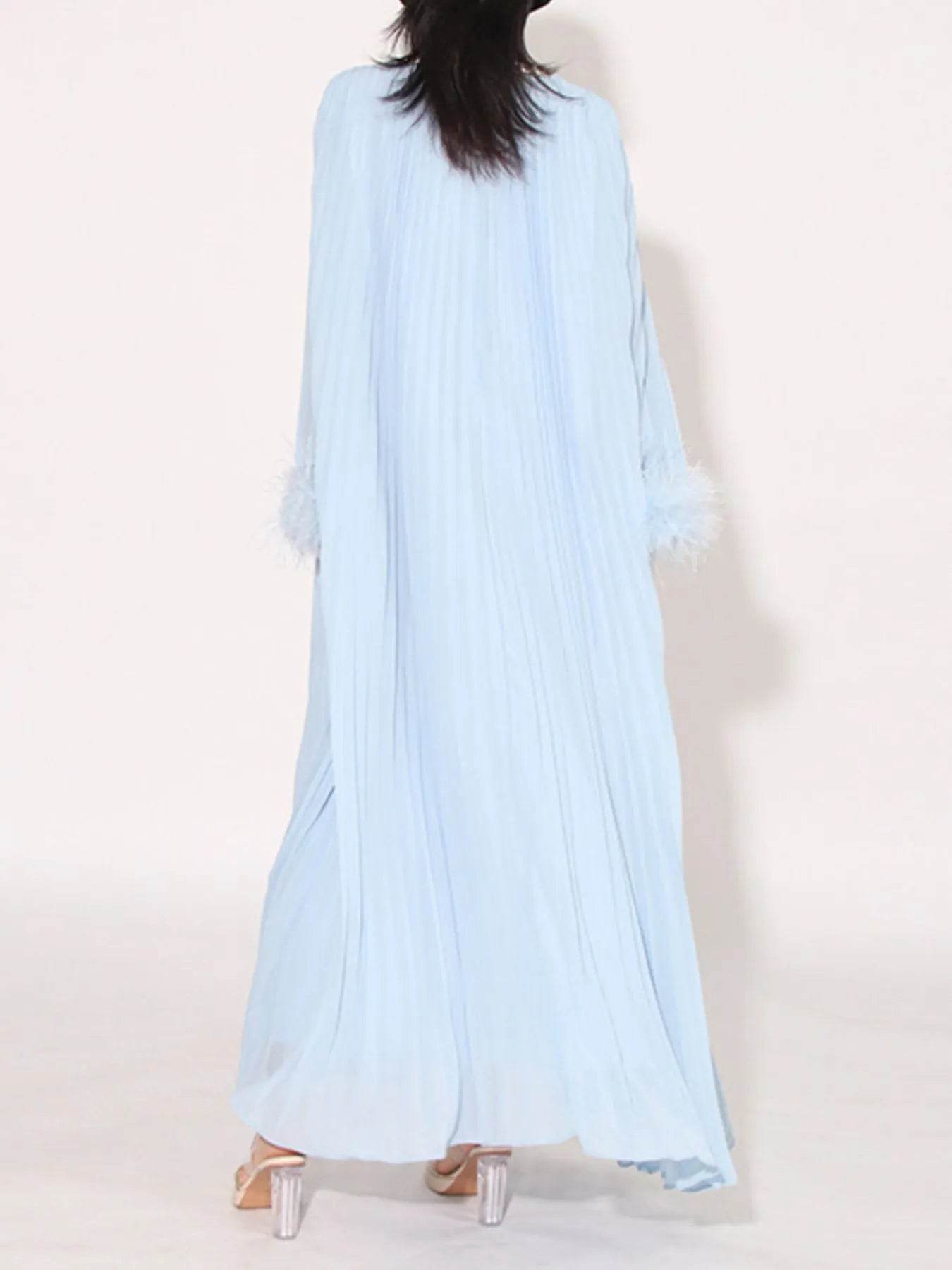 Rhinestone Long Sleeve Maxi Dress - Tredona LLC