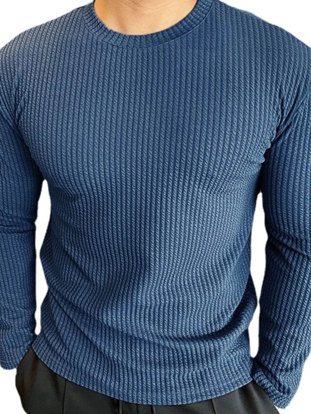 Men's Plus Size Round Neck Long Sleeve T-Shirt - Tredona LLC
