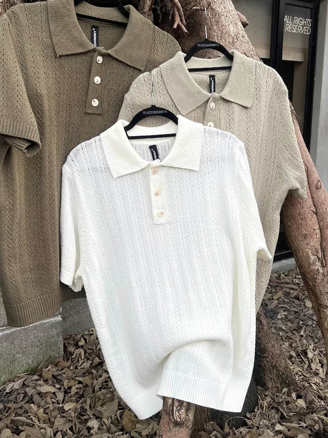 Men's Button Detail Short Sleeve Polo - Tredona LLC