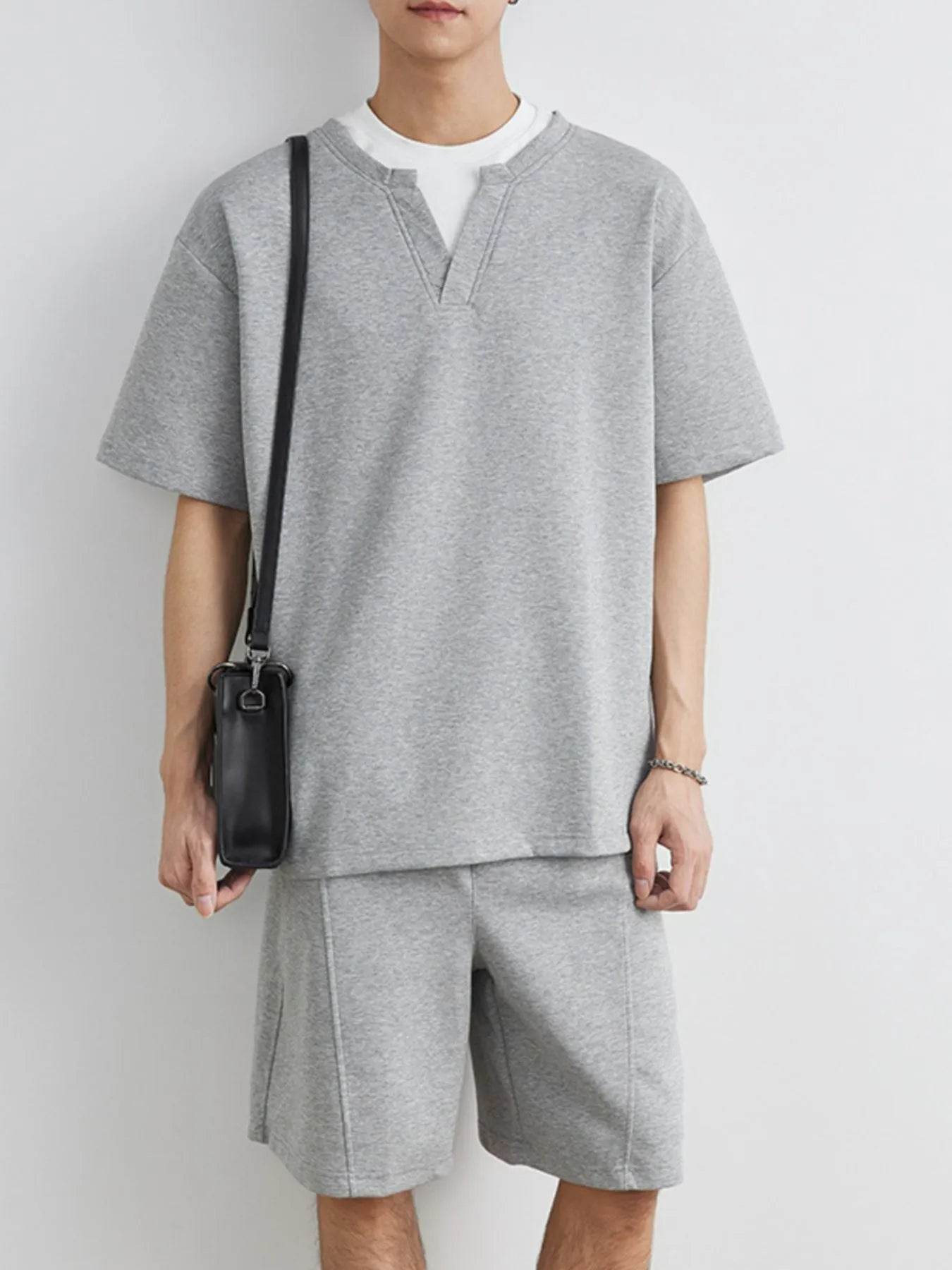 Men's Plus Size Half Sleeve Top and Shorts Set - Tredona LLC