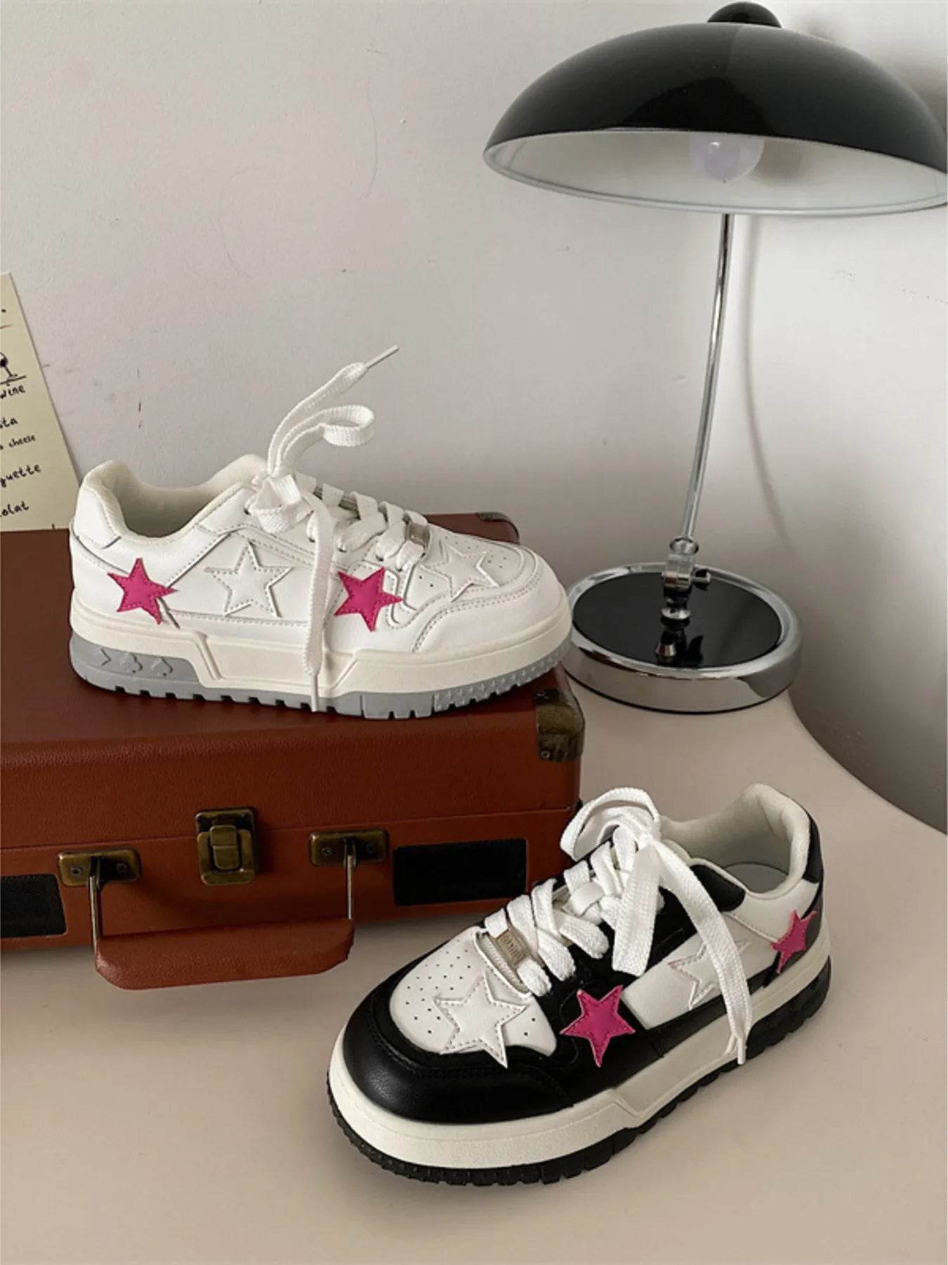 Star Pattern Lace Up Sneakers - Tredona LLC
