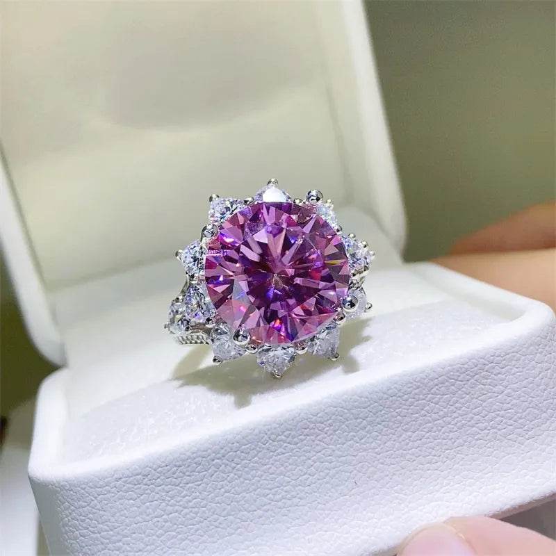10 Carat Moissanite Zircon 925 Sterling Silver Ring - Tredona LLC